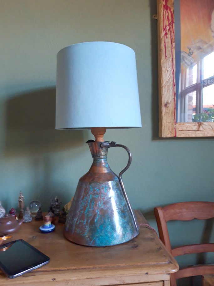 Copper jug lamp