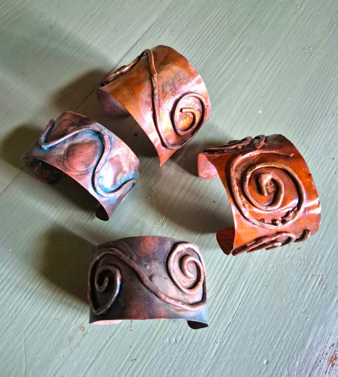 Recycled copper bracelets and arm bands