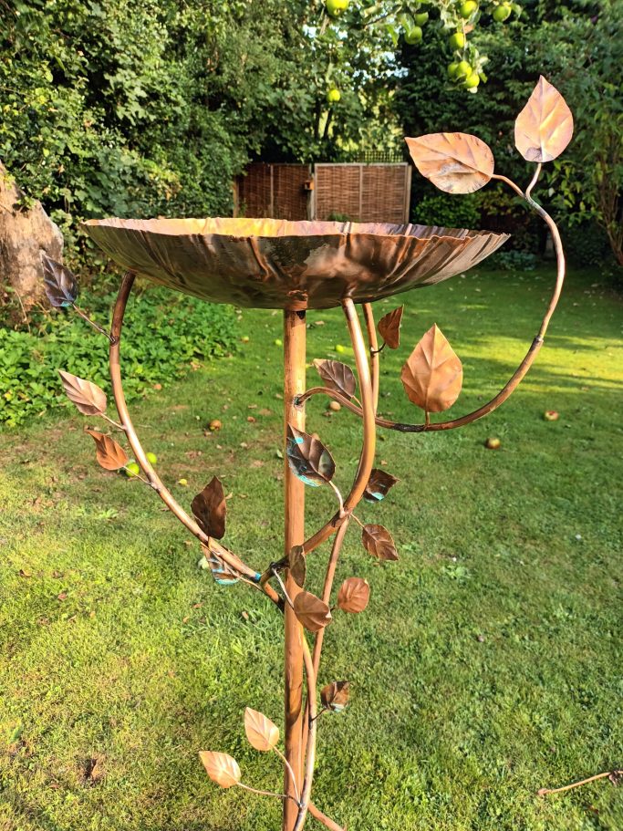 Large recycled copper birdbath 