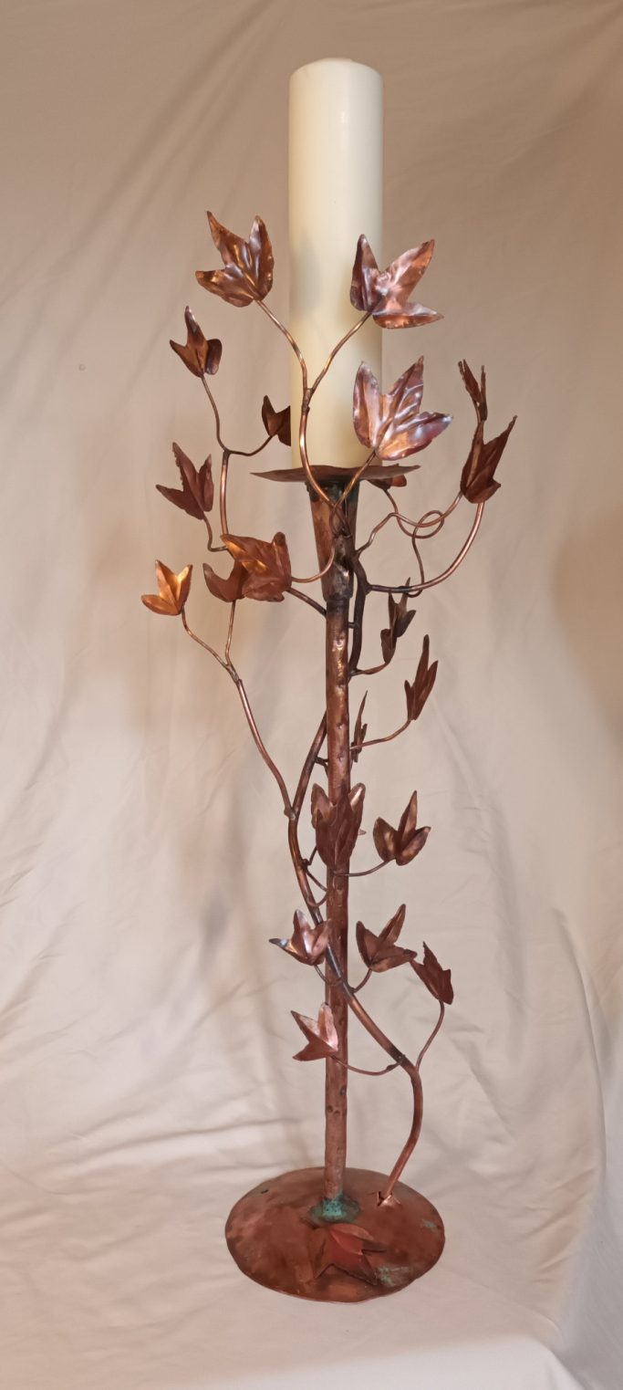 Large re-cycled copper candlestick
